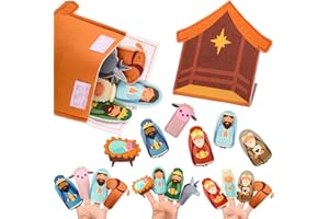 Foilswirl 1 Set Nativity Story Felt Finger Puppets Sets Nativity Play Games Gifts Set Sunday School Fun Activities Favor Christmas Game Bible Toys Catholic Jesus Toys