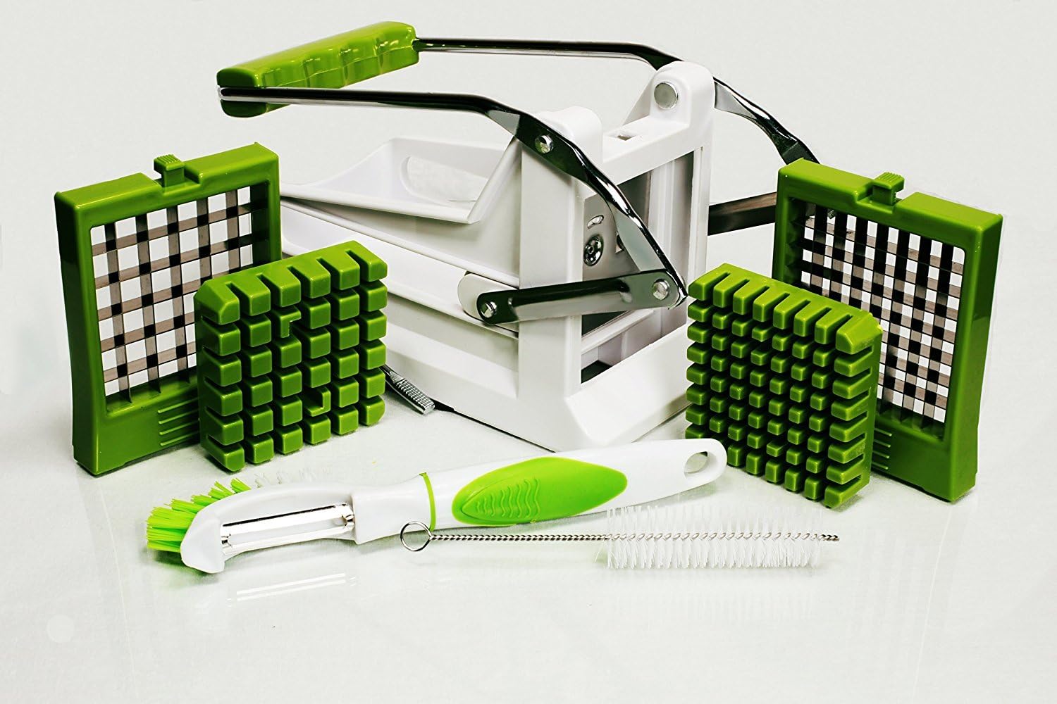 French Fry Cutter Potato Press and Vegetable Slicer with 2 Interchangeable Stainless Steel Grid Blades This Potato Cutter is a Great Kitchen Utensil for a French Fry Maker.