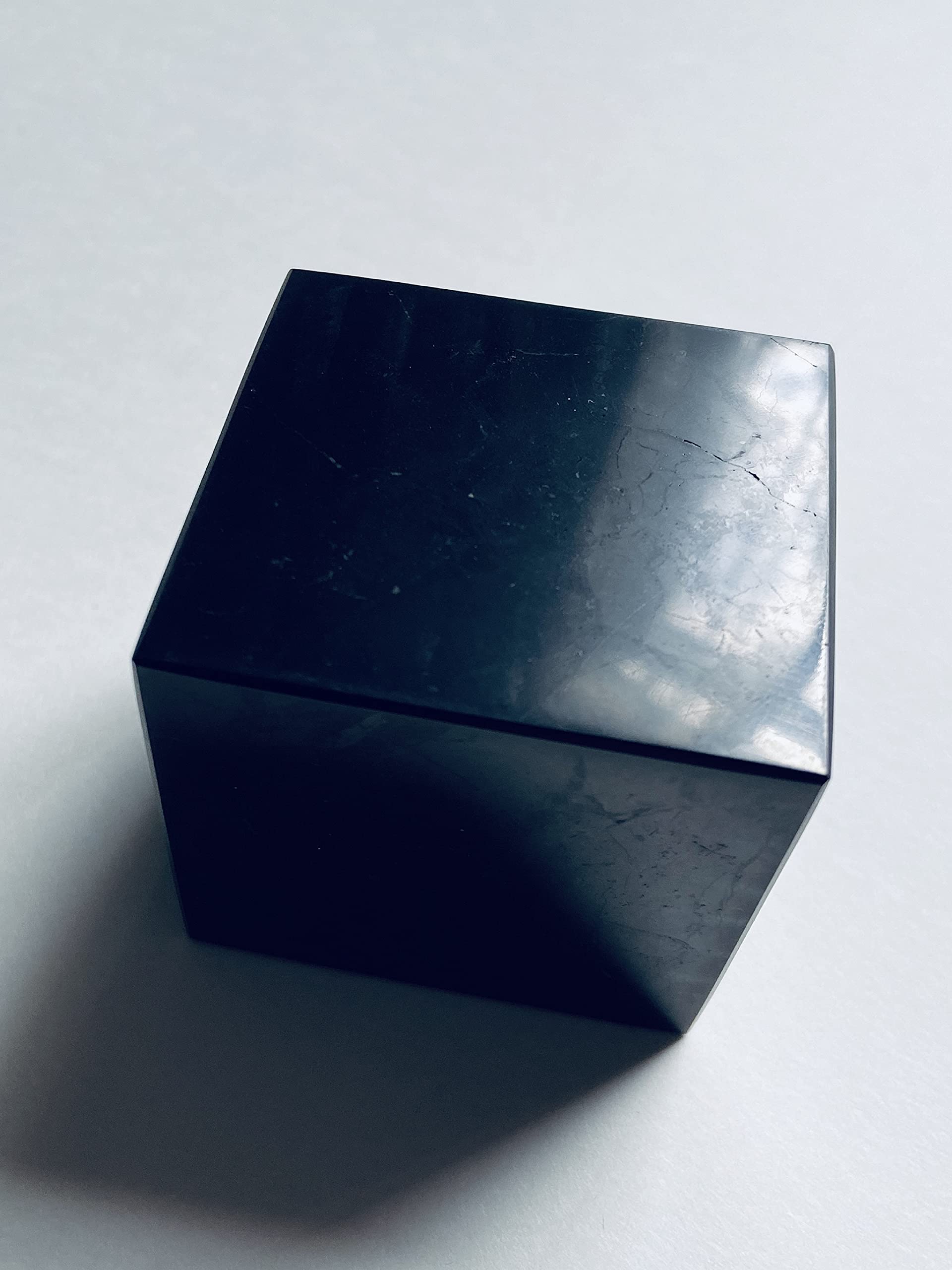 Shungite Genuine Stone Cube Polished 50x50mm Healing Crystal Cube Mineral Stone