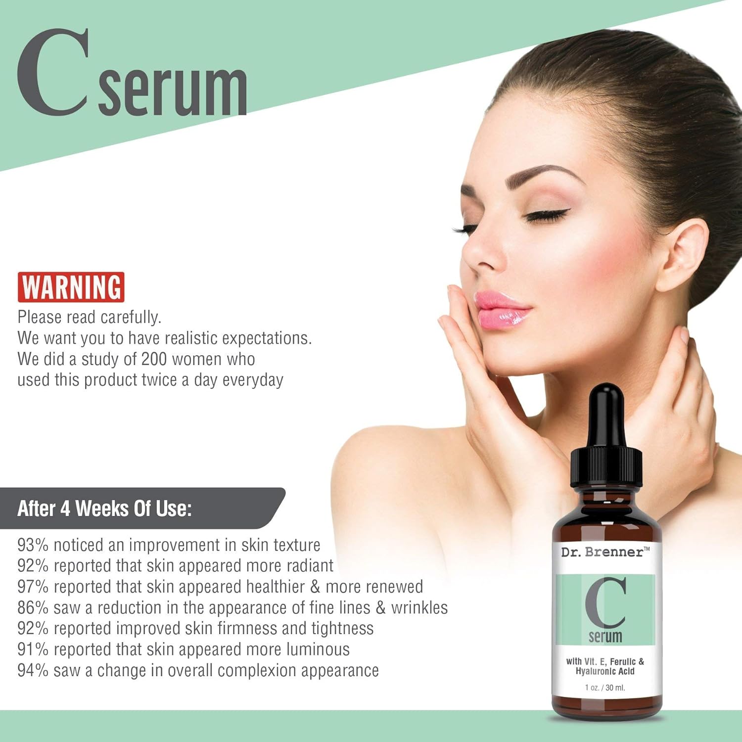 Vitamin C Serum 20% Pure L-Ascorbic Acid, Ferulic Acid, Vitamin E and Hyaluronic Acid for Face and Eyes 1oz. by Dr. Brenner - Image 5