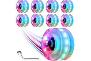 Nezylaf 8 Pack 78A Light up Roller Skate Wheels 32 * 58/36 * 65mm, Skate Wheels with Abec9 Bearings Installed for Indoor or O