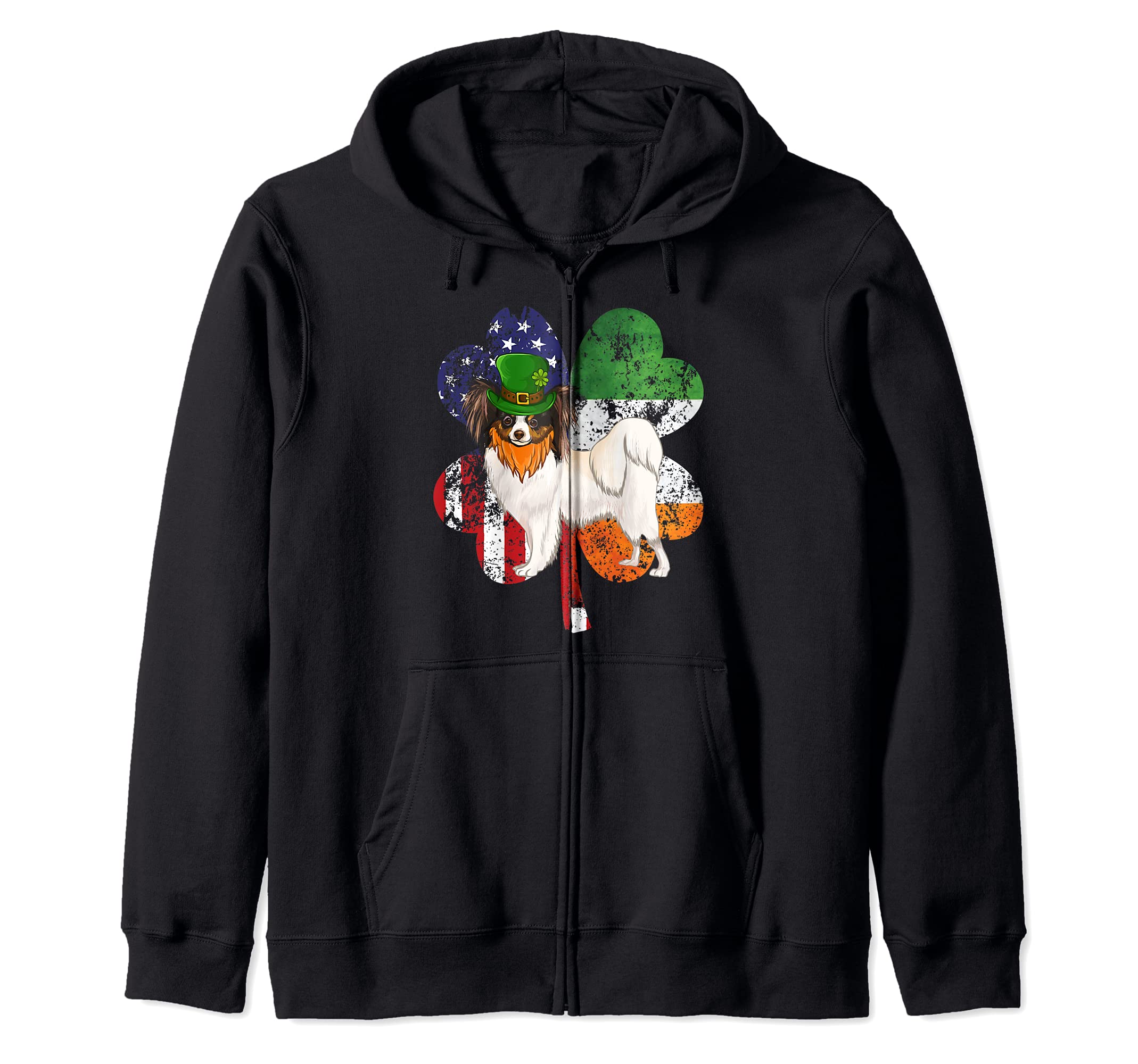 St Patricks Day Irish American Flag Soft Wheaten Terrier Dog Zip Hoodie