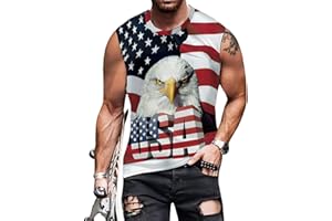 color cosplayer American USA Flag Tank Top for Men Patriotic 4th of July Sleeveless Shirt