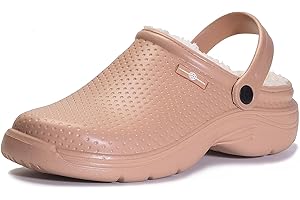GAATPOT Womens Mens Fur Lined Clogs Waterproof Garden Shoes Winter Warm House Slippers Indoor Outdoor Mules