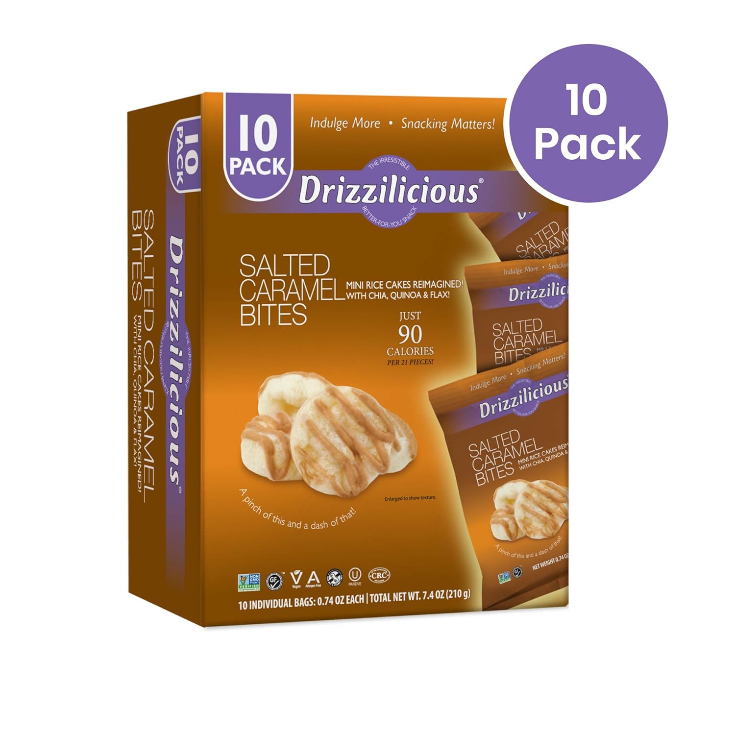 Drizzilicious Salted Caramel 10 Pack Vegan Air Popped
