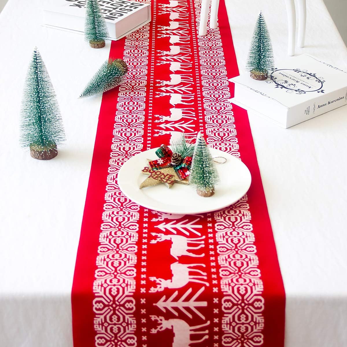 ENTHUR 2025 Christmas Table Runners Printed Linen Table Lines for Xmas Holiday Season Home Table Christmas Decoration 12 x 108 Inch/ 28 x 270cm - Image 3