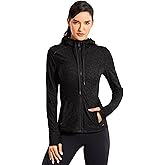 CRZ YOGA Women's Brushed Full Zip Hoodie Jacket Sportswear Hooded Workout Track Running Jacket with Zip Pockets