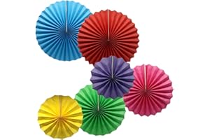 ADLKGG Colorful Hanging Paper Fans Decoration Round Pattern Paper Garlands Set for Party Birthday Wedding Events Accessories, Mix Set of 6