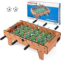 GYMAX Foosball Table, 27" Table Top Foosball with 2 Footballs, Mini Foosball Table for Kids, Game Room, Family Night, Wooden