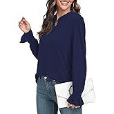 lionstill Women's Fashion Long Sleeve Tunic top Casual Loose Diamond V Neck Daily Work Shirts