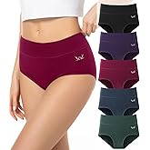 RUIXUE Women's Underwear High Waisted Ladies Cotton Panties Breathable Stretch Full Coverage Postpartum Brief 5Pack