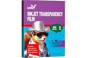 Inkjet Transparency Film OHP 50 Sheets 8.5x11 Arts Crafting Film Clear Overhead Projector Film 50 Pack for Inkjet Printer Uin
