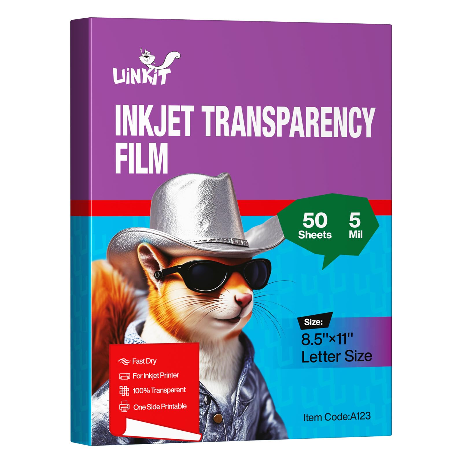Photo 1 of Uinkit Inkjet Transparency Film 50 Sheets 8.5x11 OHP Overhead Projector Film for DIY Crafting 100% Clear Transparency Paper For Inkjet Printer