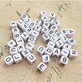 DAHI 1000pcs Cube Letters Square Alphabet A-Z Acrylic Letter Beads for Jewelry Making (Black White 6x6mm)