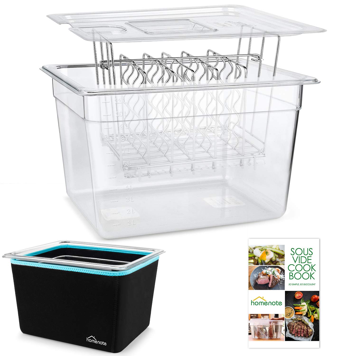 Photo 1 of HOMENOTE Container 12 Quart with Lid & Rack and Sleeve - BPA Free Complete Sous Vide Accessories Kit with Cookbook For Anova and Most Sous Vide Cookers