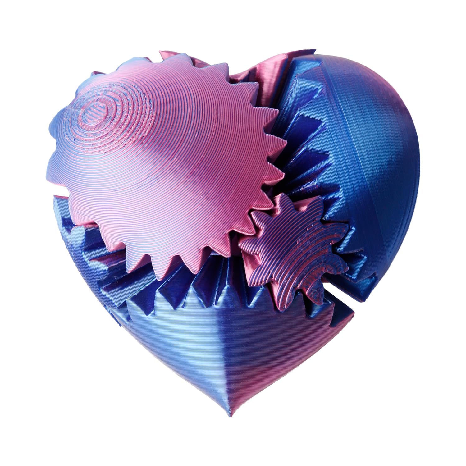 Hopzab 3D Printed Heart-Shaped Fidget Toy – Steampunk Heart Sphere, Helix Screw Design for Stress & Anxiety Relief, Unique Fidget Ball Spinner for Adults & Kids(Bule,Red)