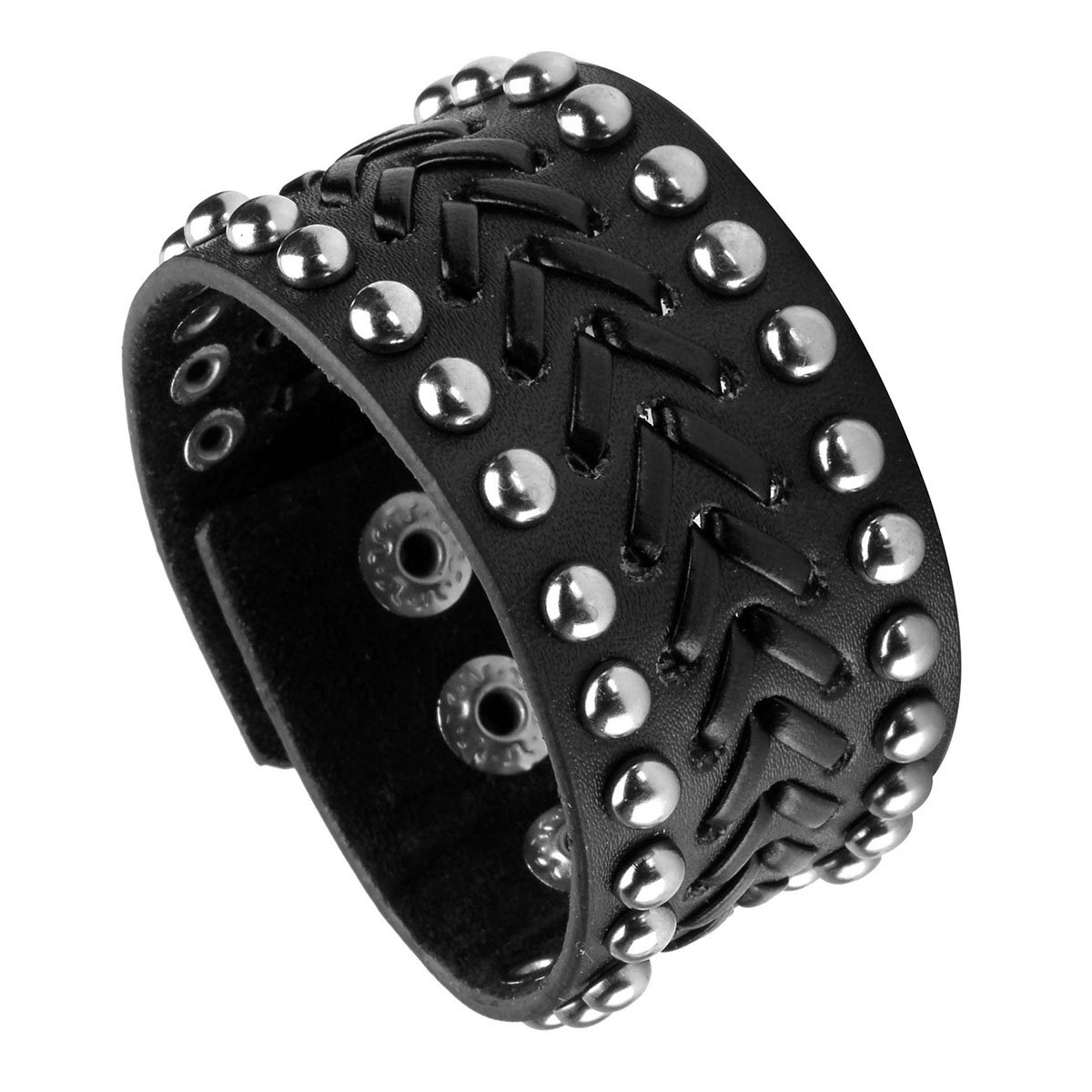 Eigso Punk Rivets Leather Bracelets for Men and Women Retro Vintage Biker Bracelet Adjustable