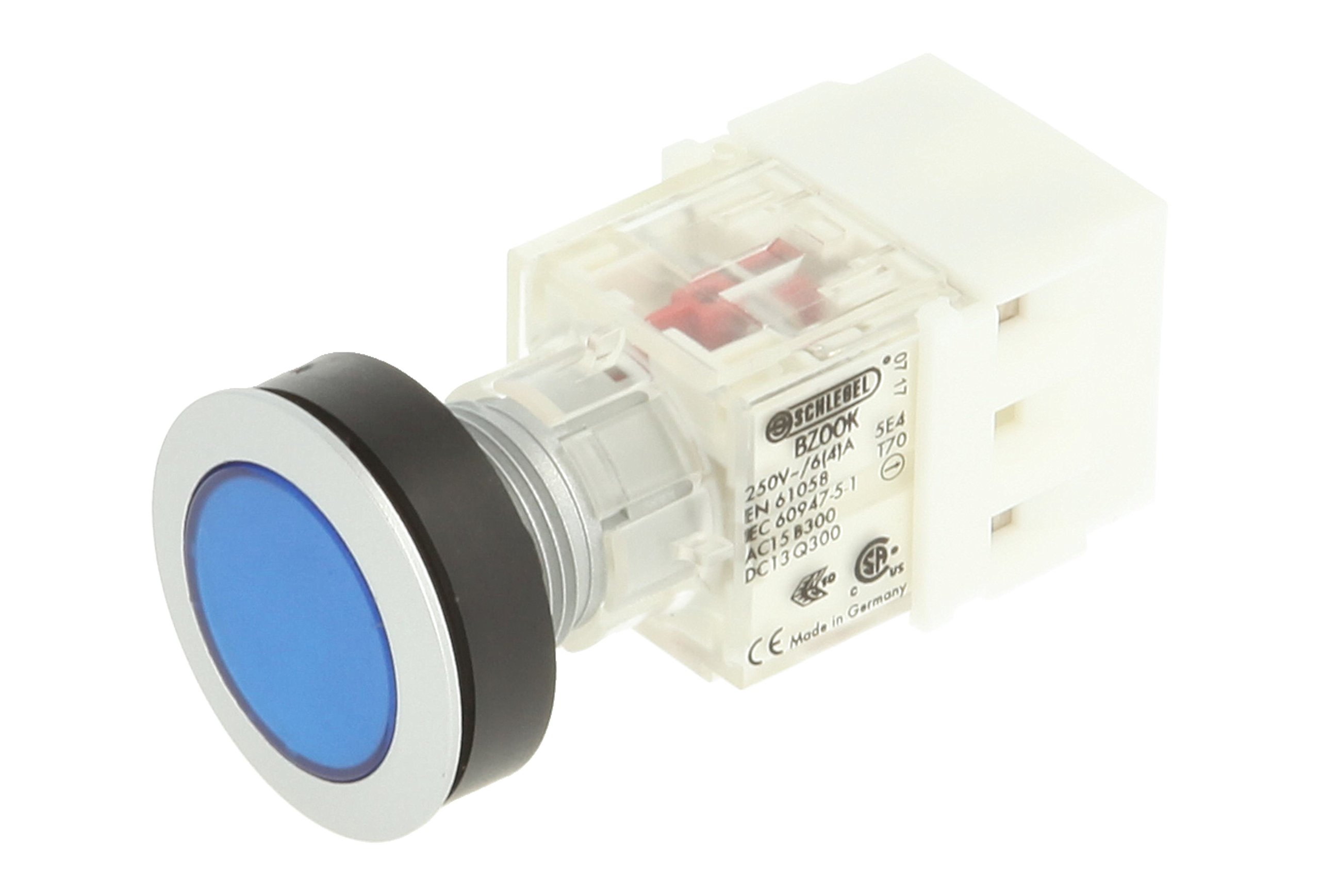 Schlegel 23.000.097 Push Button Silver-Coloured, Button Cap Blue, Push Contact Sensor 2 Openers, Screw Connection