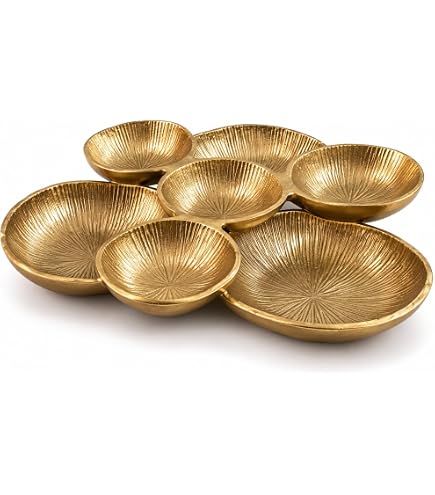 Amazon.com | Zodax Cluster of 9 Round Gold & White Enamel Serving