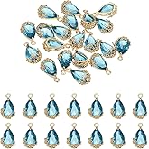 YOKIVE Faceted Teardrop Rhinestone Gemstone Charms, Glass Crystal Dangle Pendants, Great for Necklace