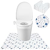 ZSYLYTKV 50 Pack Disposable Toilet Mats Toilet Floor Protector from Urine U-Shape Toilet Training Rug Waterproof Non-Slip Bathroom Potty Great for Children & Adults 23 x 23 (Blue Dot)
