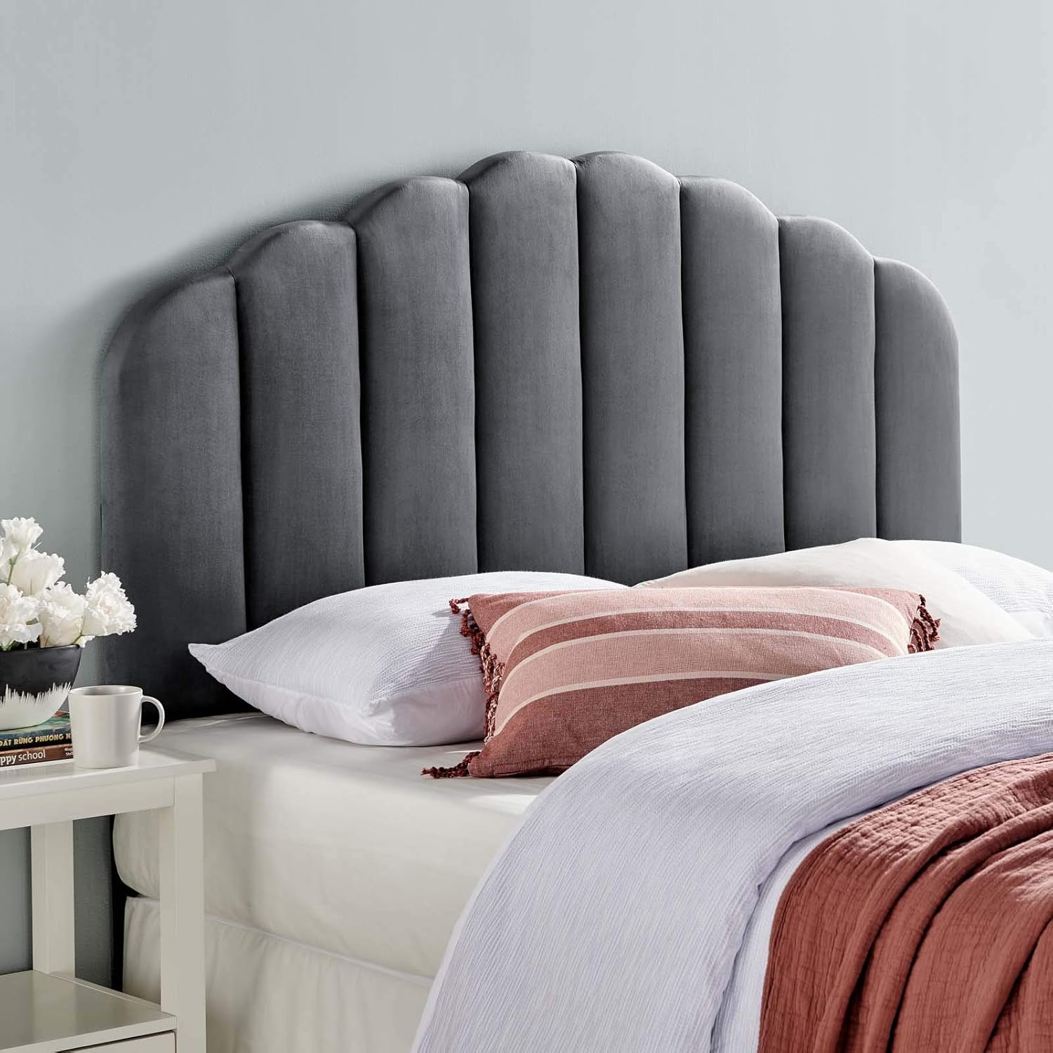 Modway Veronique Channel Tufted Performance Velvet Upholstered Full/Queen Headboard