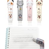 Benvo 4 Pcs Sliding Retractable Pencil Erasers with Cute Cat Plastic Sleeve Kawaii Erasers for School Home Office Clean Erase Rubber(4 Colors)