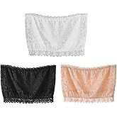 Camicover 3Pcs Lady Floral Lace Tube Top Bandeau Strapless Bras Seamless Stretchy Chest Wrap