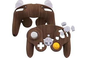 eXtremeRate Wood Grain Faceplate Backplate for Nintendo Gamecube Controller, Soft Touch Grip Replacement Housing Shell Cover 