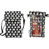 Tainada Crossbody Travel Phone Bag for Women, Small Shoulder Smartphone Touchscreen Wallet Purse Clutch Pouch w/Detachable Strap for iPhone 16/15 Pro Max; Samsung S24+, A54(Hippo Pattern Black)