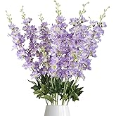 8PCS Purple Delphinium Artificial Flowers 33.5'' Faux Delphinium Bulk Long Stem Silk Larkspur Flowers for Tall Vase Home Wedding Garden Table Decor(Purple)