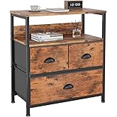 MUTUN Nightstand with 3 Drawers for Bedroom, 22.8" Bedside Table with Open Shelf, End Table, Side Table, 3-Drawer Dresser, Ni