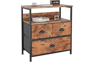MUTUN Nightstand with 3 Drawers for Bedroom, 22.8" Bedside Table with Open Shelf, End Table, Side Table, 3-Drawer Dresser, Ni