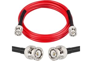 MOOKEERF 6FT RG58 50 ohm BNC Male to Male Coax Cable - Low Loss Extension Coaxial Cable with BNC Adapter Connector for Antennas, RF Radios, Modems, Oscilloscopes, Spectrum, etc (Red)