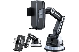 kiimiles Ultra-Strong Suction Cup Phone Mount for Car - Anti-Shock & Noiseless Dashboard & Windshield Holder, 360° Adjustable Hands-Free Mount for All Smartphone (01)