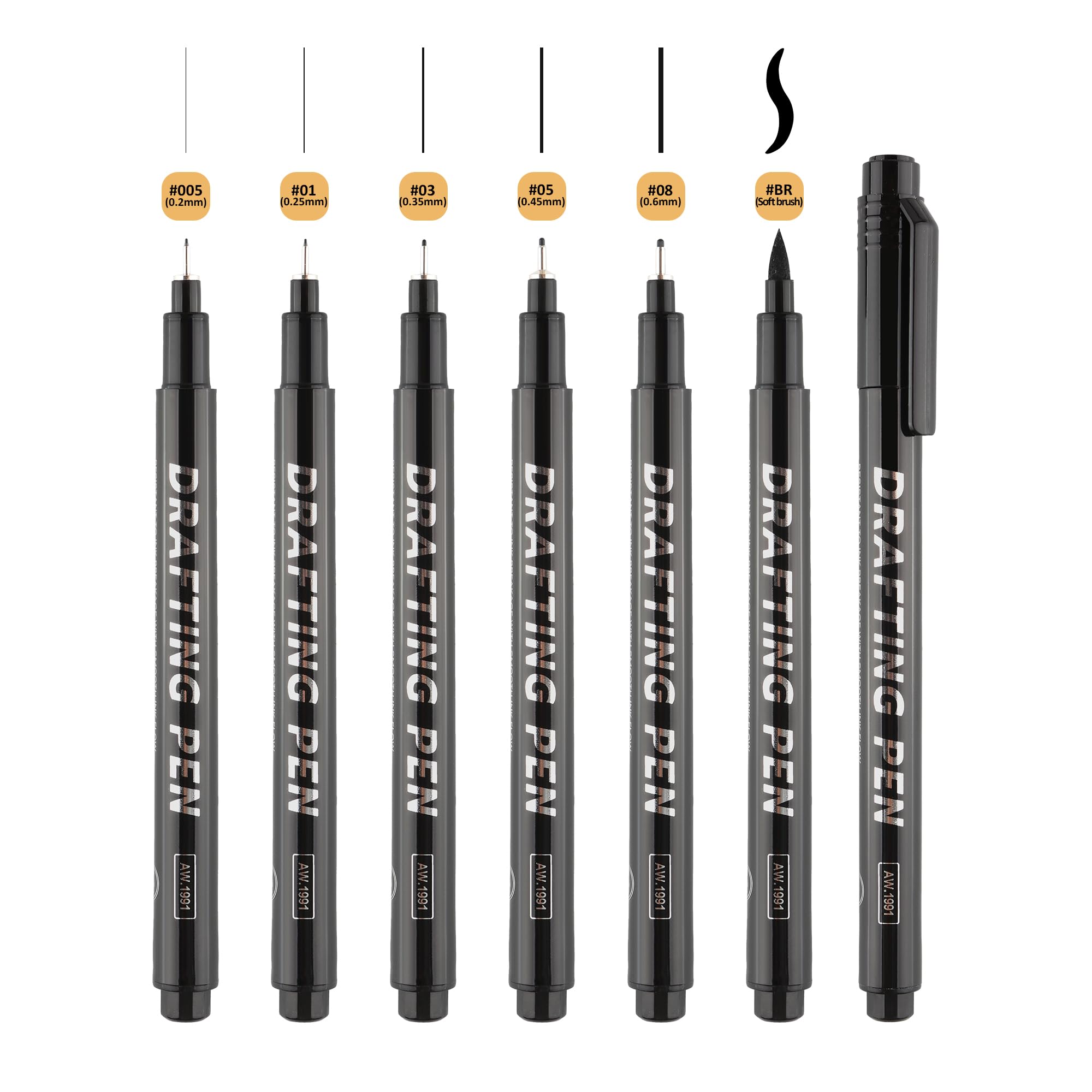 SMOOTHERPRO Black Fineliner Pens | 6 Pack | Drawing Pens for Artist| Art Supplies for Detail & Outlining | Waterproof & Smear-Resistant | Ideal for Drawing Handwriting Sketching Calligraphy（FPB06）