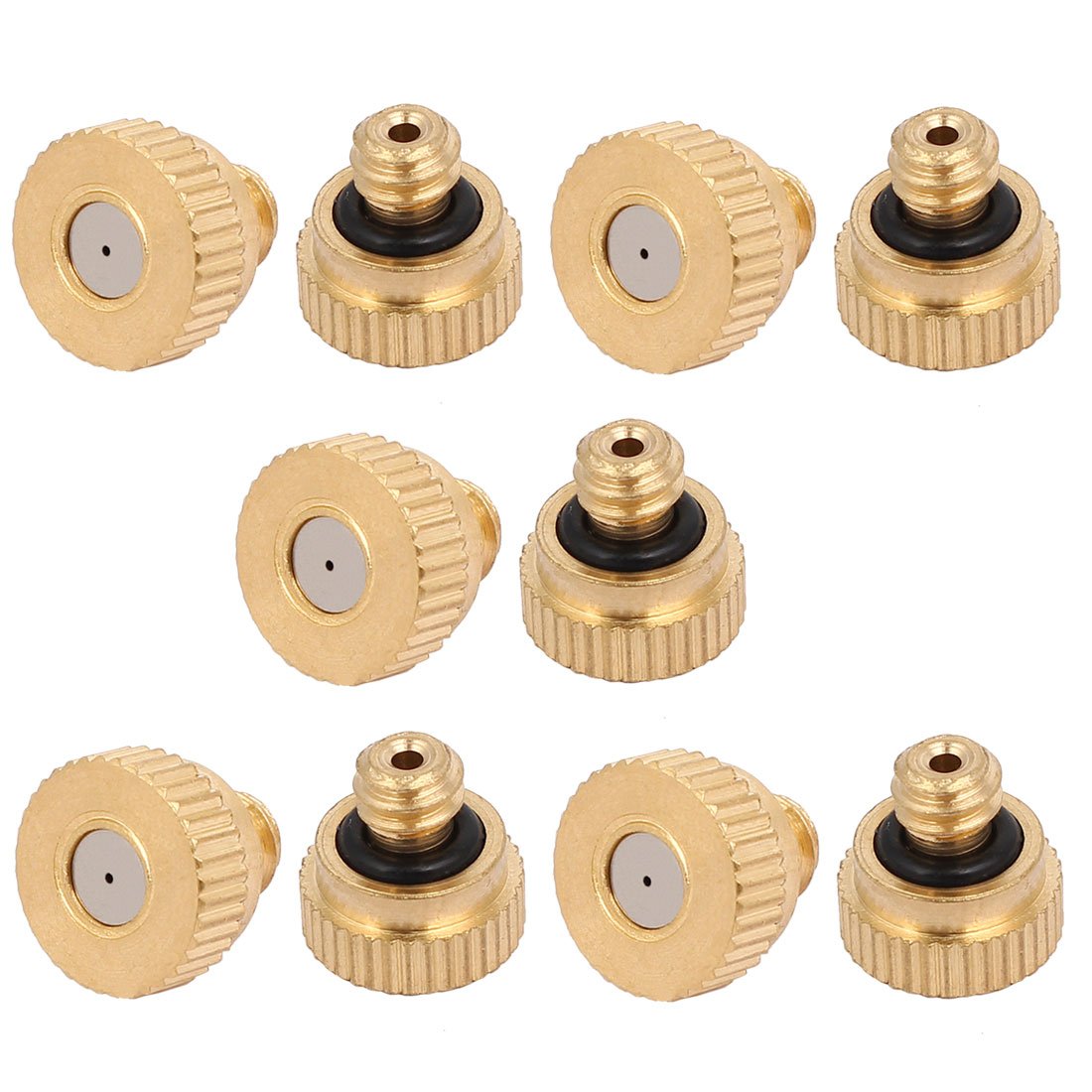 Sourcingmap 0.5mm Orifice Dia 9mm Long Brass Mist Nozzle Gold Tone 10pcs