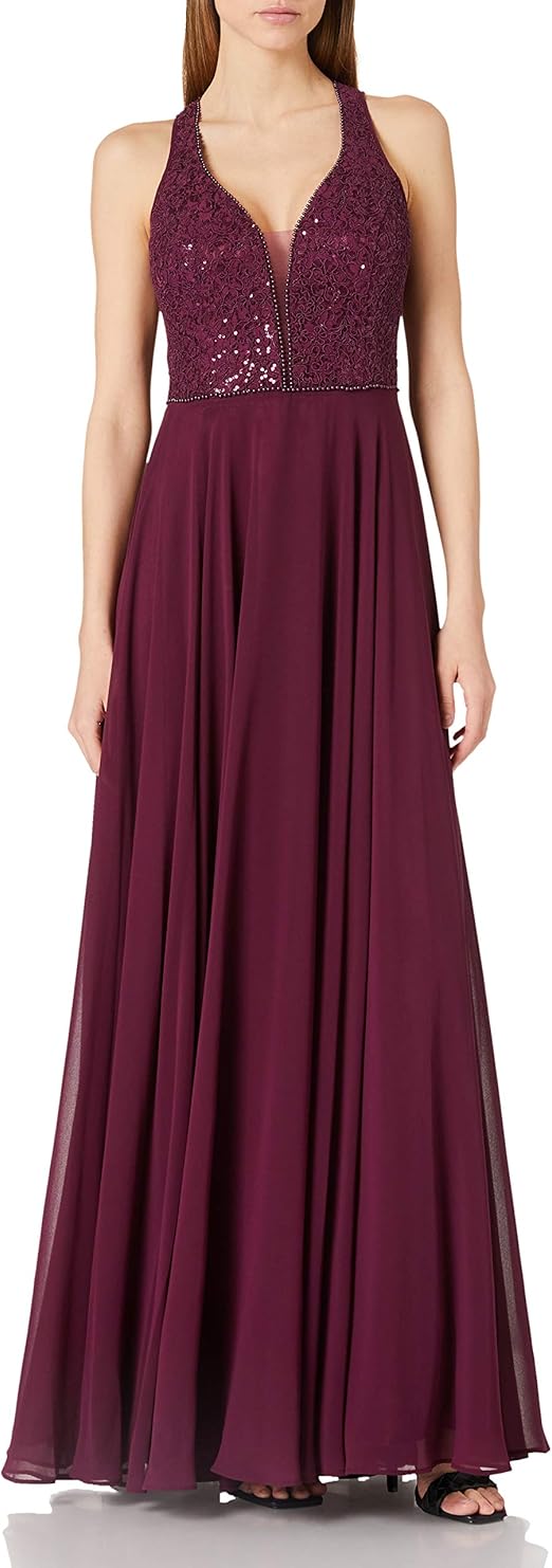 Vera Mont Evening Dress In Mesh In Green / Purple / Blue