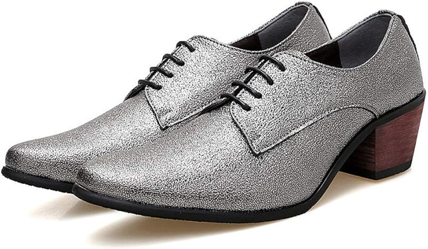 Amazon ジョイジョイ ビジネスシューズ 男性 オックスフォード ドレスシューズ 正式 結婚式 身長アップ スパンコール ヒールアップ 通気性 先のとがったつま先 パーティーシューズ 紳士靴 シルバー ゴールド Joyjoy ジョイジョイ ビジネスシューズ