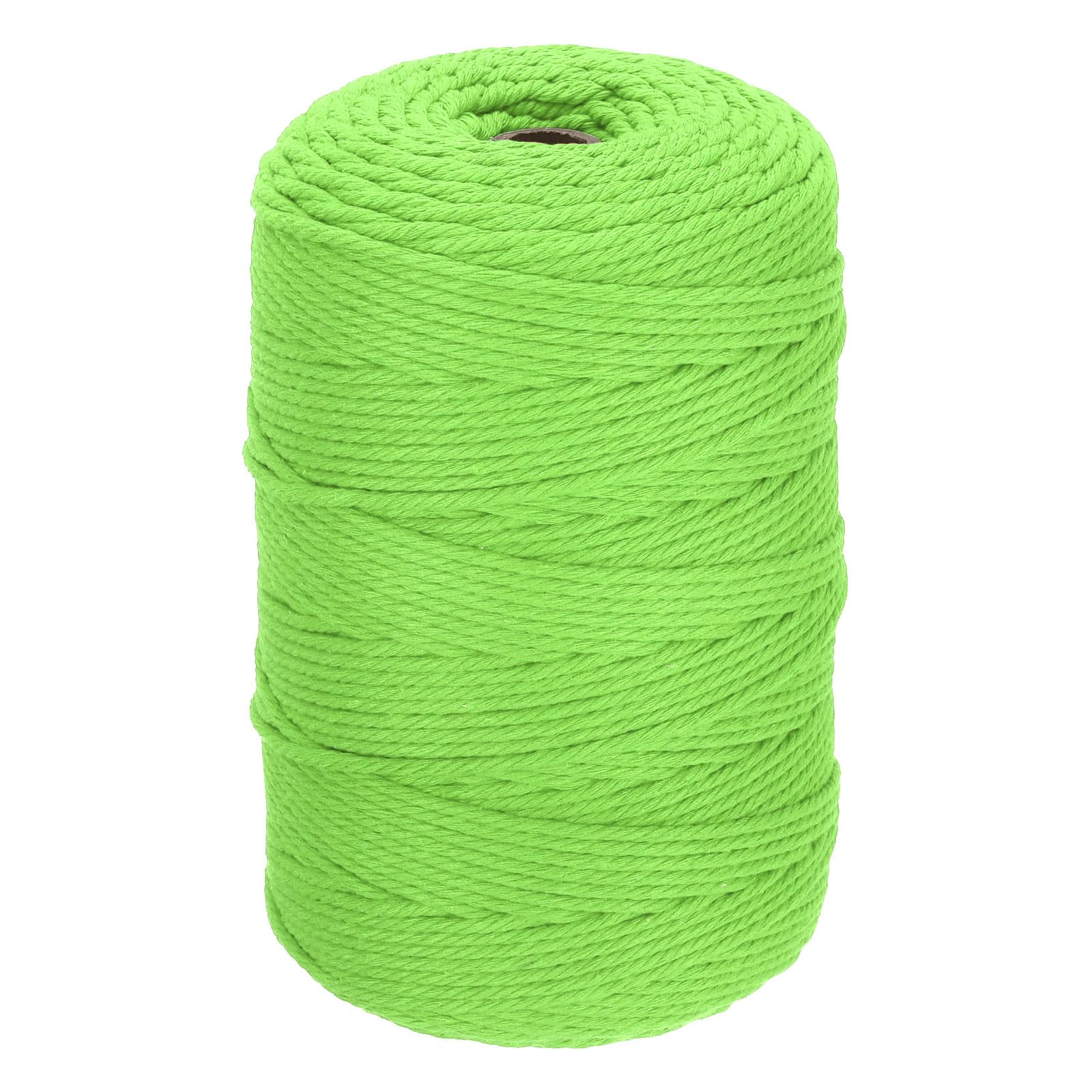 DMiotech 3mm x 300M (328 Yard) Fruit Green Natural Cotton Macrame Rope, Wall Hanging Handmade Single Strands Twisted Macrame Cotton Cord for Plant Hangers, Gift Wrapping Wedding
