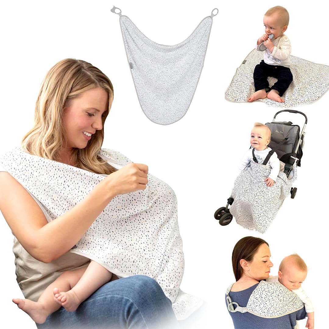 Cheeky Chompers 6-in-1 Baby Breastfeeding Cover | Breathable Soft Muslin | Nursing Cover, Swaddle Blanket, Teether, Pram Cover & More | Newborn Changing Bag Essential (Peardrop) โ image 1