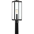 Quoizel Westover Outdoor Post Lantern, 21.25 Inch 1-Light Earth Black Modern Lamp Post, Clear Beveled Glass, Outside Pole Lig