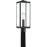 Quoizel Westover Outdoor Post Lantern, 21.25 Inch 1-Light Earth Black Modern Lamp Post, Clear Beveled Glass, Outside Pole Lig