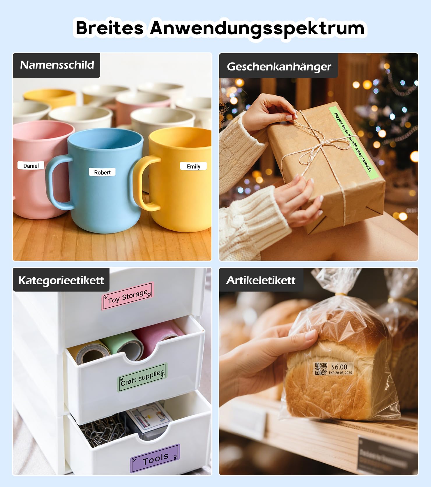 ORGBRO X1 Etikettendrucker, Etikettiergerät Mini Bluetooth Thermal Labeldrucker Selbstklebend Beschriftungsgerät, Tragbarer Label Maker für iOS/Android, Etikettiermaschine für Zuhause, Büro (Schwarz) 7