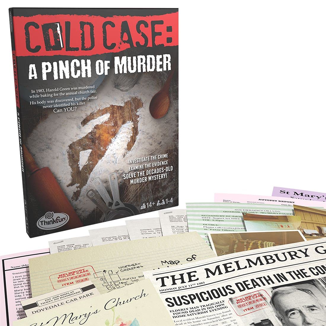 ThinkFun Cold Case Files A Pinch of Murder - Murder Mystery Game for Adults and Kids Age 14 Years Up - 1 to 4 Players