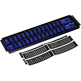 Ernst Manufacturing - 8496 Socket Boss 2-Rail 3/8-Inch-Drive Socket Organizer, 13-Inch, Blue - Made in USA