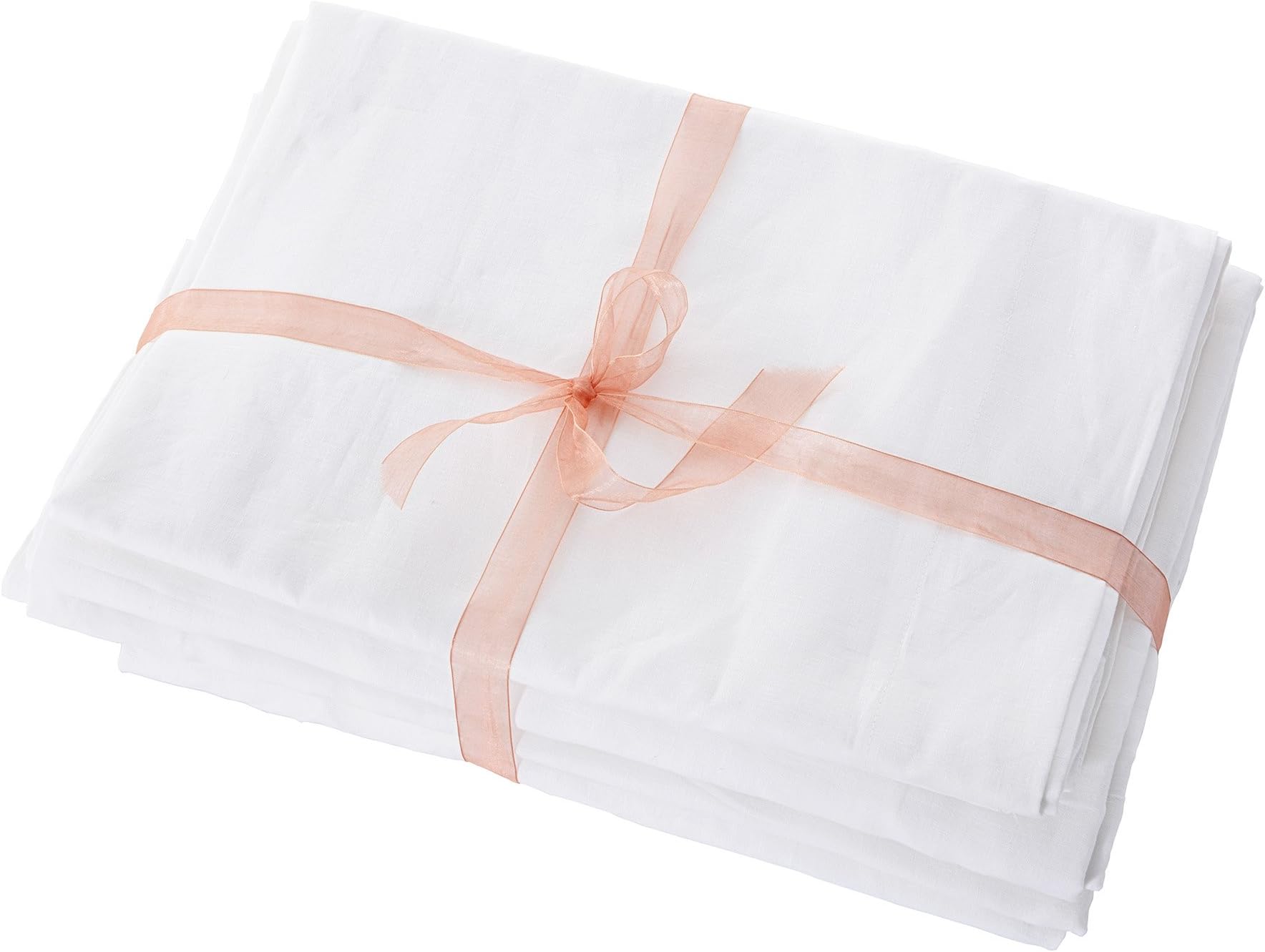 Greenline Luxurious Solid White 420 Thread Count 100% Pure Linen 4-Piece Queen Size Bed Sheet Set Pillow Case Set(Queen)