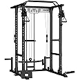 EVOLPOW Power Cage P3A, 1500LBS Multi-Function Power Rack with Adjustable Cable Crossover System and More Training Attachment, Weight Cage for Home Gym