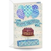 Prime Greetings Grandson Birthday Card, Made in America, Thick Card Stock with Premium Envelope Packaged in a Reusable Presentation Mailer, Eco-Friendly, 5in x 7.75in