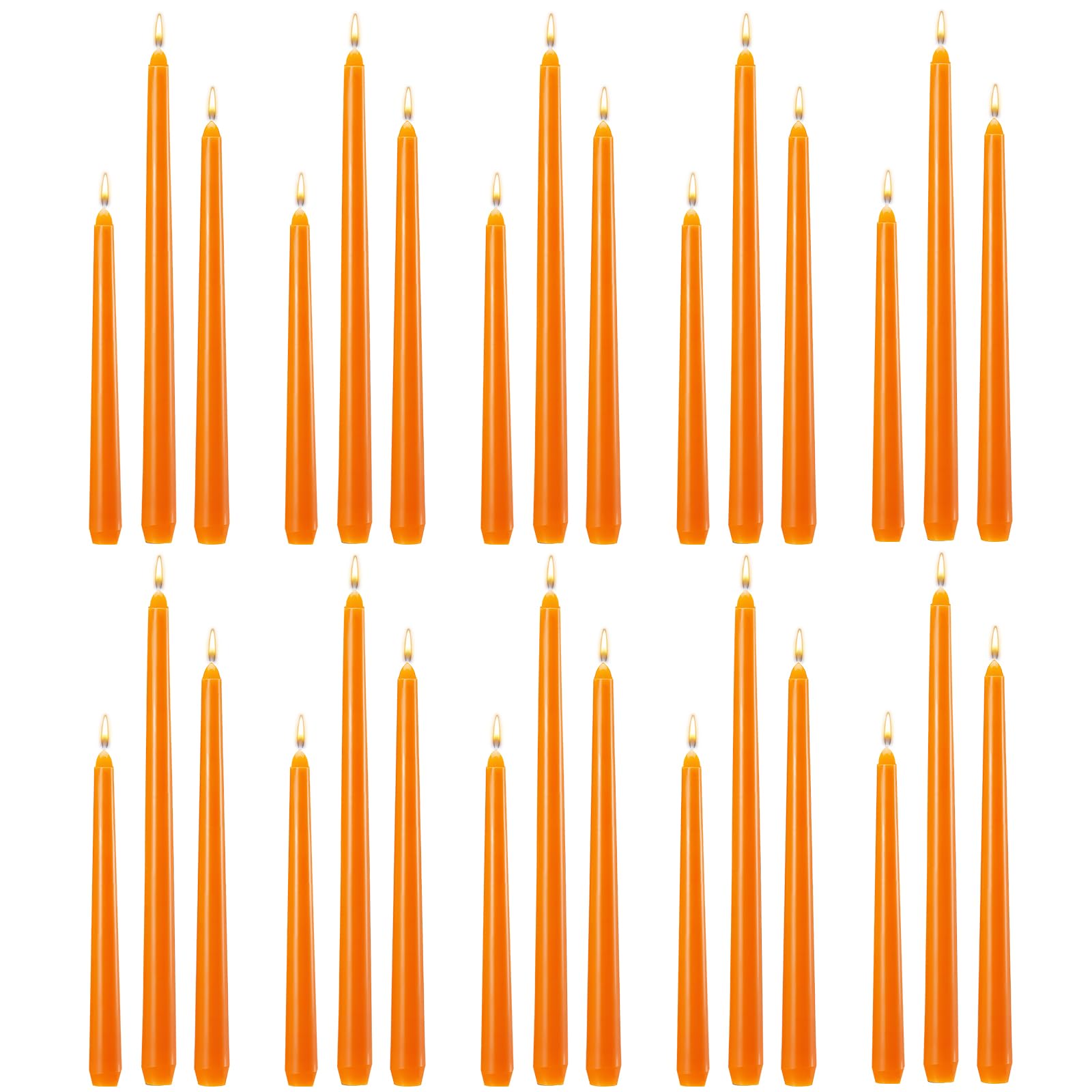 Photo 1 of MTLEE Taper Candles 8/10/12 Multi Height Unscented Taper Candles 8 Burn Hours for Dinner Decorative Home Decoration Wedding Party Candlesticks(Orange,36)